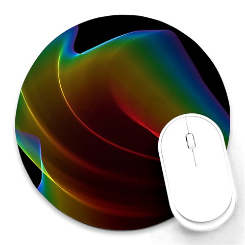 Liquid Rainbow, Abstract Wave Of Cosmic Energy  8  Mouse Pad (Round) from ArtsNow.com Front