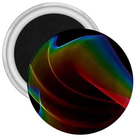 Liquid Rainbow, Abstract Wave Of Cosmic Energy  3  Button Magnet from ArtsNow.com Front