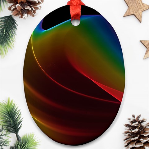 Liquid Rainbow, Abstract Wave Of Cosmic Energy  Oval Ornament from ArtsNow.com Front