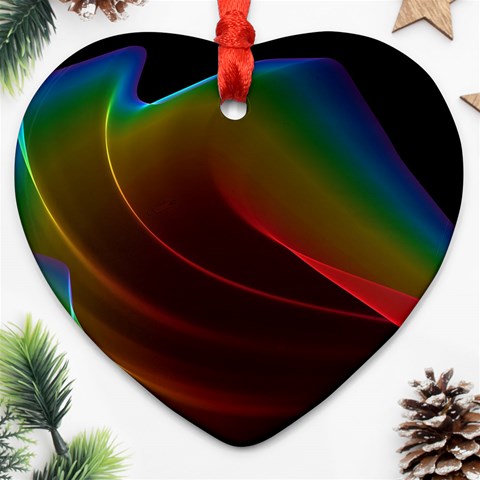 Liquid Rainbow, Abstract Wave Of Cosmic Energy  Heart Ornament from ArtsNow.com Front