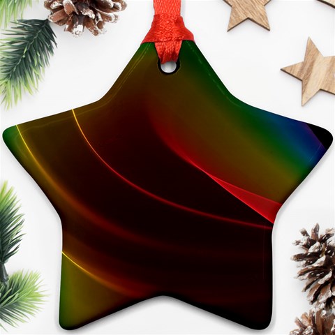 Liquid Rainbow, Abstract Wave Of Cosmic Energy  Star Ornament from ArtsNow.com Front