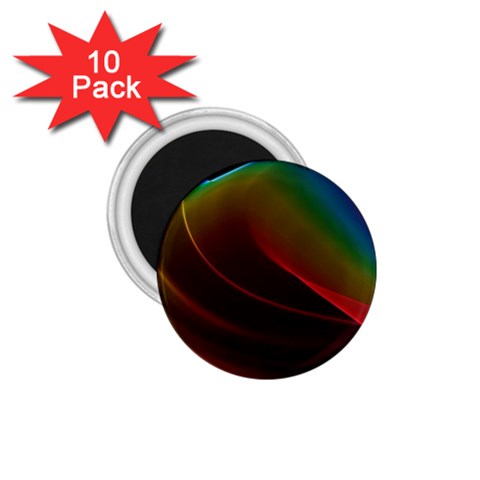 Liquid Rainbow, Abstract Wave Of Cosmic Energy  1.75  Button Magnet (10 pack) from ArtsNow.com Front