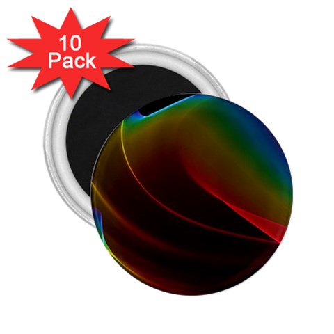 Liquid Rainbow, Abstract Wave Of Cosmic Energy  2.25  Button Magnet (10 pack) from ArtsNow.com Front