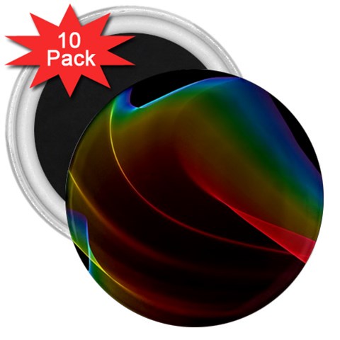 Liquid Rainbow, Abstract Wave Of Cosmic Energy  3  Button Magnet (10 pack) from ArtsNow.com Front