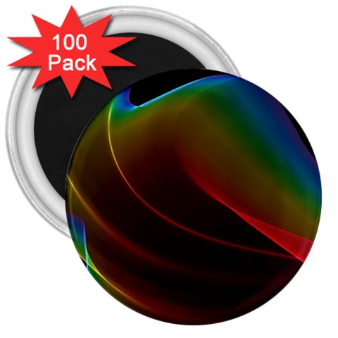 Liquid Rainbow, Abstract Wave Of Cosmic Energy  3  Button Magnet (100 pack) from ArtsNow.com Front