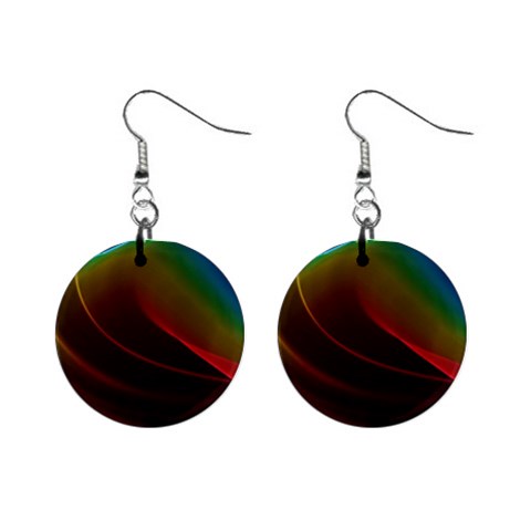 Liquid Rainbow, Abstract Wave Of Cosmic Energy  Mini Button Earrings from ArtsNow.com Front