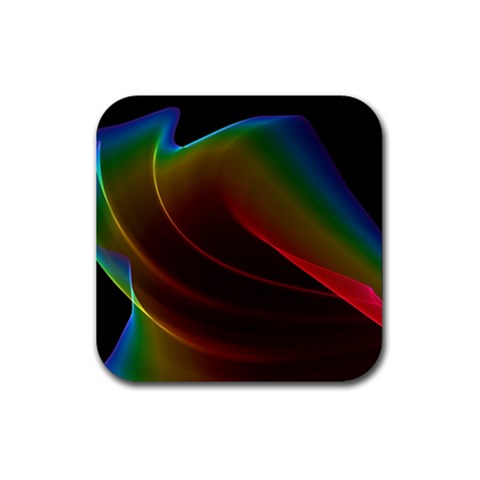 Liquid Rainbow, Abstract Wave Of Cosmic Energy  Drink Coaster (Square) from ArtsNow.com Front