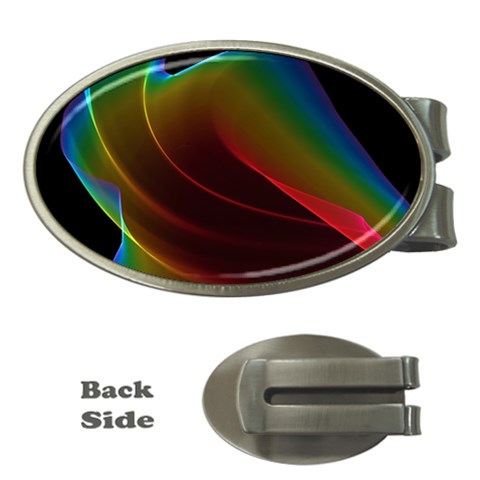 Liquid Rainbow, Abstract Wave Of Cosmic Energy  Money Clip (Oval) from ArtsNow.com Front