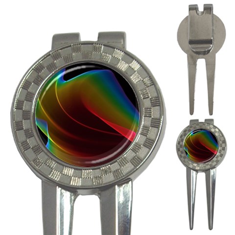 Liquid Rainbow, Abstract Wave Of Cosmic Energy  Golf Pitchfork & Ball Marker from ArtsNow.com Front