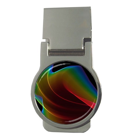 Liquid Rainbow, Abstract Wave Of Cosmic Energy  Money Clip (Round) from ArtsNow.com Front