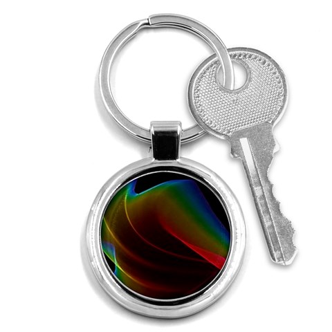 Liquid Rainbow, Abstract Wave Of Cosmic Energy  Key Chain (Round) from ArtsNow.com Front