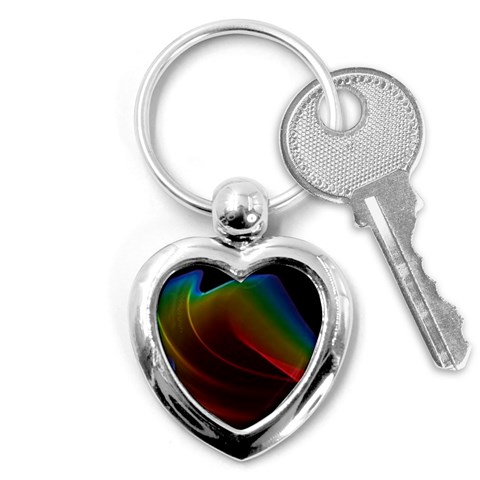 Liquid Rainbow, Abstract Wave Of Cosmic Energy  Key Chain (Heart) from ArtsNow.com Front