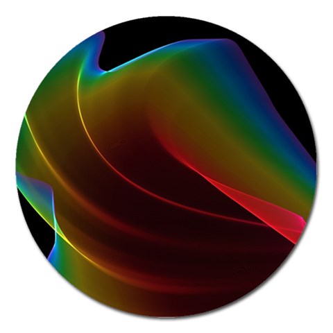 Liquid Rainbow, Abstract Wave Of Cosmic Energy  Magnet 5  (Round) from ArtsNow.com Front