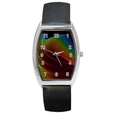 Liquid Rainbow, Abstract Wave Of Cosmic Energy  Tonneau Leather Watch from ArtsNow.com Front