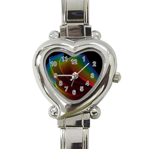 Liquid Rainbow, Abstract Wave Of Cosmic Energy  Heart Italian Charm Watch  from ArtsNow.com Front