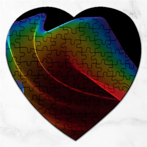 Liquid Rainbow, Abstract Wave Of Cosmic Energy  Jigsaw Puzzle (Heart) from ArtsNow.com Front