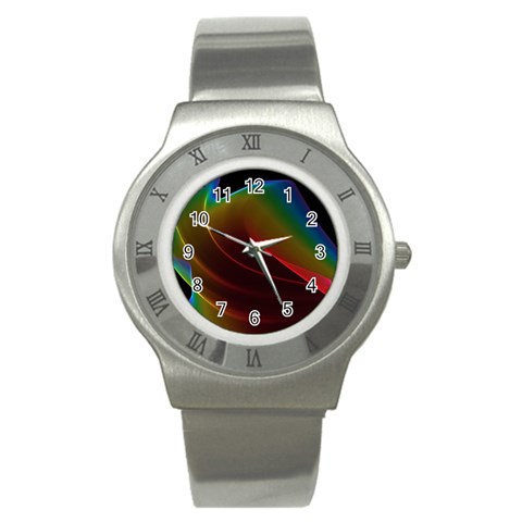 Liquid Rainbow, Abstract Wave Of Cosmic Energy  Stainless Steel Watch (Slim) from ArtsNow.com Front