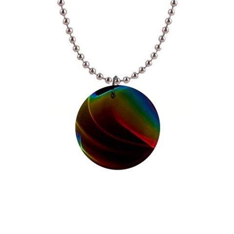 Liquid Rainbow, Abstract Wave Of Cosmic Energy  Button Necklace from ArtsNow.com Front