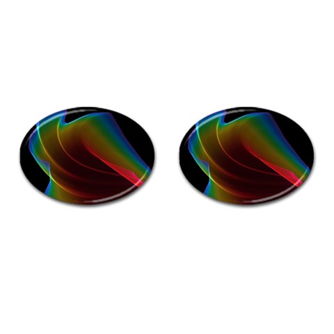 Liquid Rainbow, Abstract Wave Of Cosmic Energy  Cufflinks (Oval) from ArtsNow.com Front(Pair)