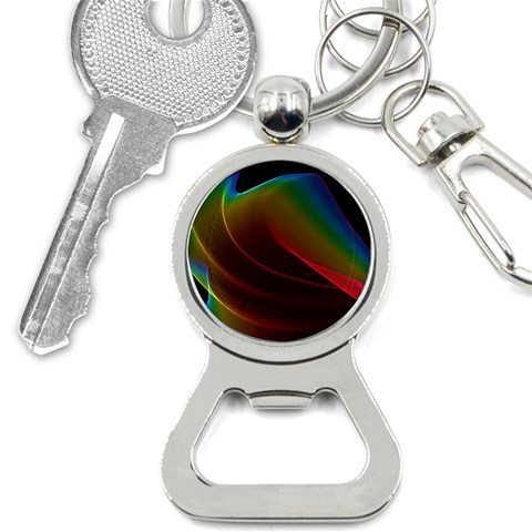 Liquid Rainbow, Abstract Wave Of Cosmic Energy  Bottle Opener Key Chain from ArtsNow.com Front