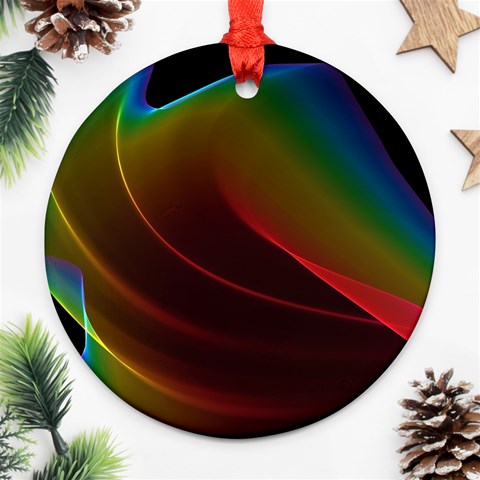 Liquid Rainbow, Abstract Wave Of Cosmic Energy  Round Ornament (Two Sides) from ArtsNow.com Front