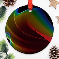 Liquid Rainbow, Abstract Wave Of Cosmic Energy  Round Ornament (Two Sides) from ArtsNow.com Front