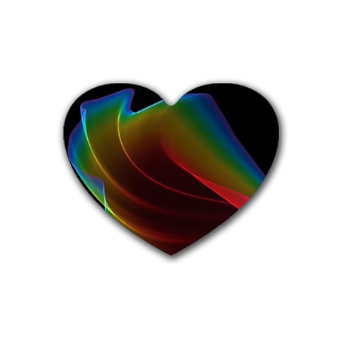 Liquid Rainbow, Abstract Wave Of Cosmic Energy  Drink Coasters (Heart) from ArtsNow.com Front