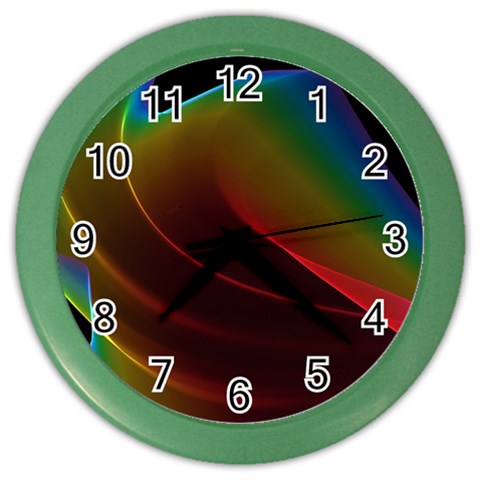 Liquid Rainbow, Abstract Wave Of Cosmic Energy  Wall Clock (Color) from ArtsNow.com Front