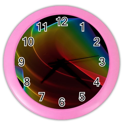 Liquid Rainbow, Abstract Wave Of Cosmic Energy  Wall Clock (Color) from ArtsNow.com Front