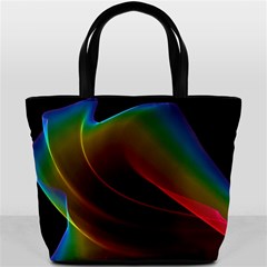 Liquid Rainbow, Abstract Wave Of Cosmic Energy  Bucket Handbag from ArtsNow.com Front