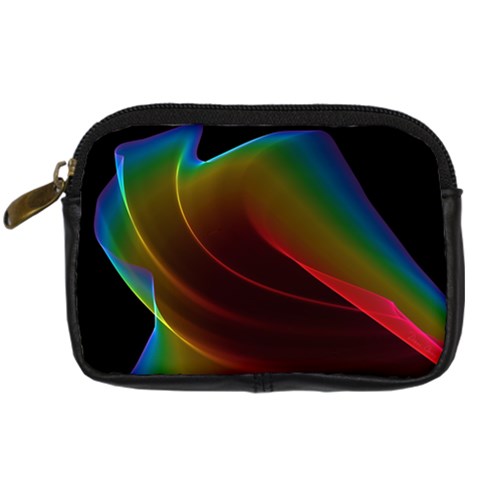 Liquid Rainbow, Abstract Wave Of Cosmic Energy  Digital Camera Leather Case from ArtsNow.com Front