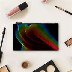 Liquid Rainbow, Abstract Wave Of Cosmic Energy  Cosmetic Bag (Small) from ArtsNow.com Front