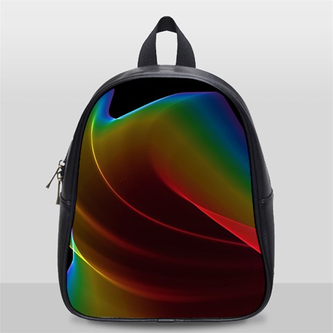 Liquid Rainbow, Abstract Wave Of Cosmic Energy  School Bag (Small) from ArtsNow.com Front