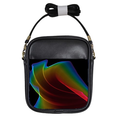 Liquid Rainbow, Abstract Wave Of Cosmic Energy  Girl s Sling Bag from ArtsNow.com Front