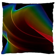 Liquid Rainbow, Abstract Wave Of Cosmic Energy  Large Cushion Case (Two Sided)  from ArtsNow.com Front