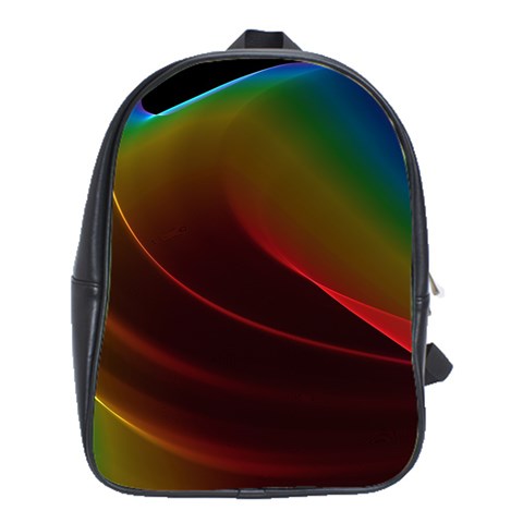 Liquid Rainbow, Abstract Wave Of Cosmic Energy  School Bag (XL) from ArtsNow.com Front