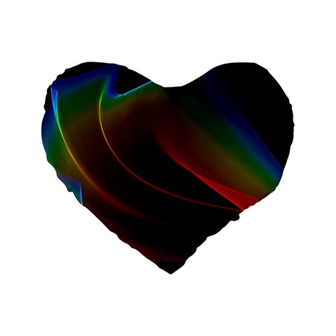 Liquid Rainbow, Abstract Wave Of Cosmic Energy  16  Premium Heart Shape Cushion  from ArtsNow.com Front