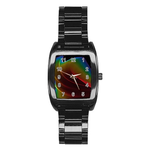 Liquid Rainbow, Abstract Wave Of Cosmic Energy  Stainless Steel Barrel Watch from ArtsNow.com Front