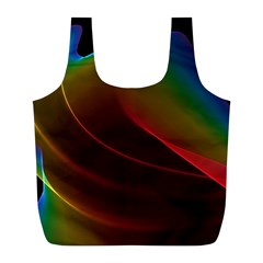 Liquid Rainbow, Abstract Wave Of Cosmic Energy  Reusable Bag (L) from ArtsNow.com Front