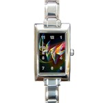 Northern Lights, Abstract Rainbow Aurora Rectangular Italian Charm Watch