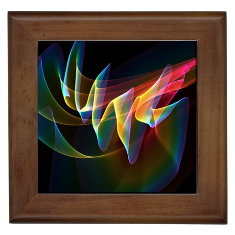 Northern Lights, Abstract Rainbow Aurora Framed Ceramic Tile from ArtsNow.com Front