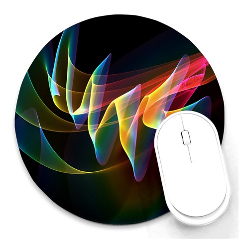 Northern Lights, Abstract Rainbow Aurora 8  Mouse Pad (Round) from ArtsNow.com Front