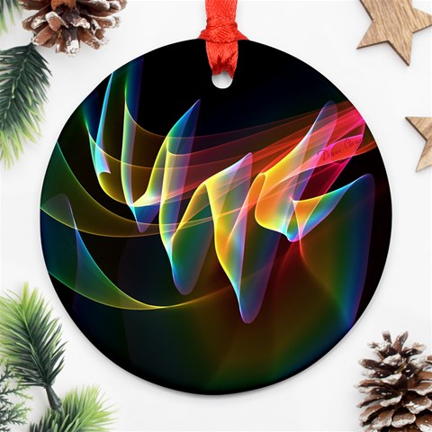 Northern Lights, Abstract Rainbow Aurora Round Ornament from ArtsNow.com Front