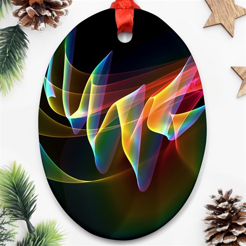 Northern Lights, Abstract Rainbow Aurora Oval Ornament from ArtsNow.com Front