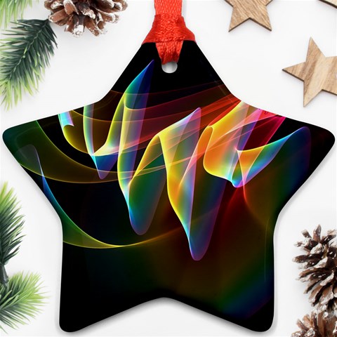 Northern Lights, Abstract Rainbow Aurora Star Ornament from ArtsNow.com Front