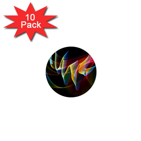 Northern Lights, Abstract Rainbow Aurora 1  Mini Button (10 pack) from ArtsNow.com Front