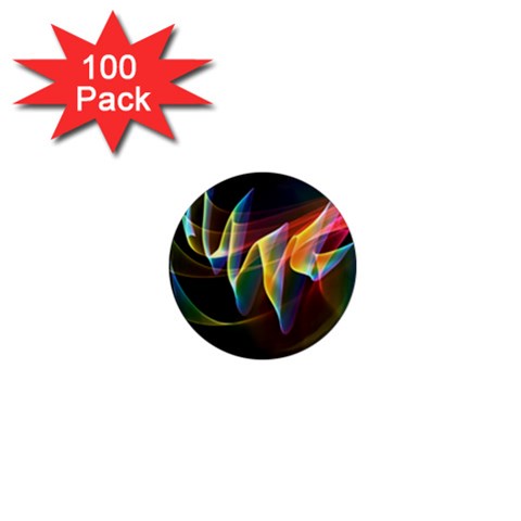 Northern Lights, Abstract Rainbow Aurora 1  Mini Button Magnet (100 pack) from ArtsNow.com Front