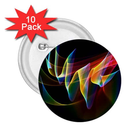 Northern Lights, Abstract Rainbow Aurora 2.25  Button (10 pack) from ArtsNow.com Front