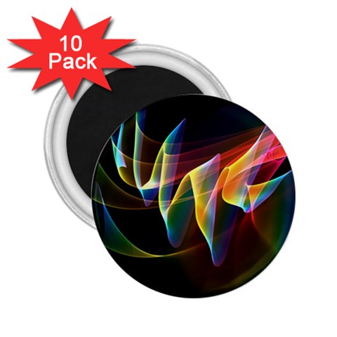 Northern Lights, Abstract Rainbow Aurora 2.25  Button Magnet (10 pack) from ArtsNow.com Front