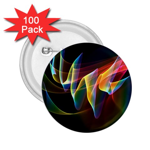 Northern Lights, Abstract Rainbow Aurora 2.25  Button (100 pack) from ArtsNow.com Front